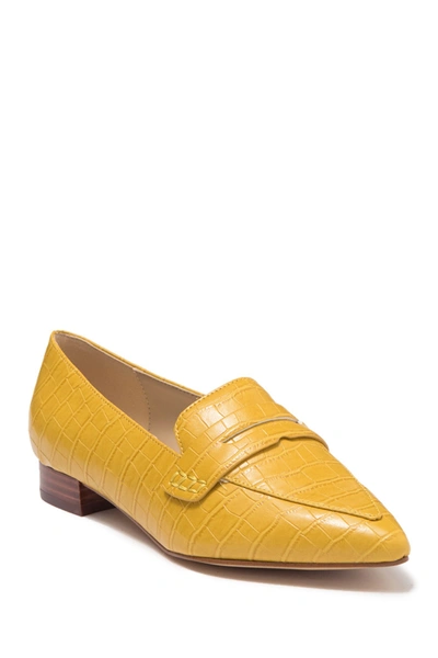 Marc Fisher Feud Pointed Toe Embossed Loafer In Yelll