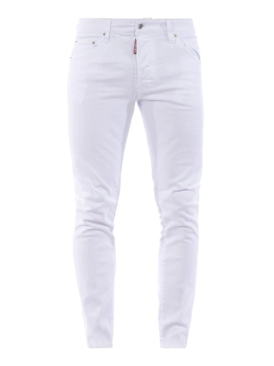 Dsquared2 15cm Skinny Dan Dyed Cotton Denim Jeans In White