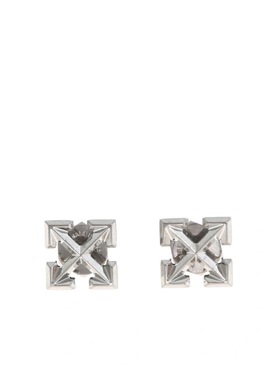 Off-white Mini Arrow Earrings In Silver Colour