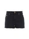 VERSACE JEANS COUTURE STONE WASH FRINGED SHORTS
