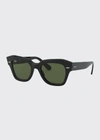 Ray Ban Doreen Sunglasses Black Frame Green Lenses 52-20 In Black