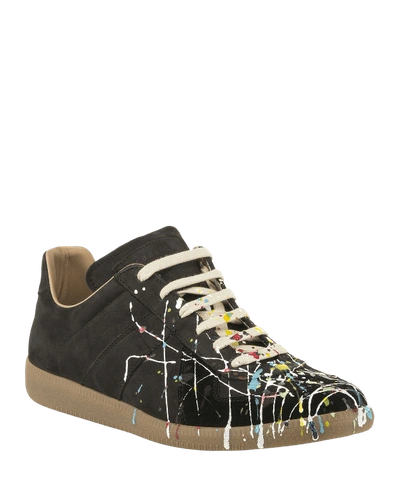 MAISON MARGIELA MEN'S REPLICA PAINT-SPLATTER LOW-TOP SNEAKERS,PROD153750088