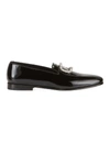 MANOLO BLAHNIK MEN'S PATENT LEATHER JEWELED-BUCKLE LOAFERS,PROD156570023