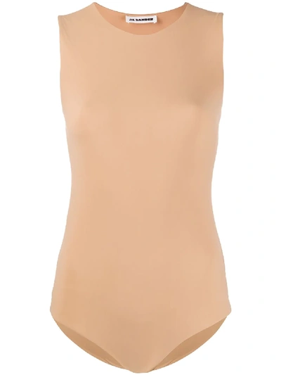 Jil Sander Round-neck Fitted Bodysuit In Neutrals