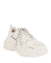 Balenciaga White Allover Logo Triple S Sneakers In White/black