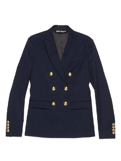Palm Angels Palm-embroidered Blazer In Blue