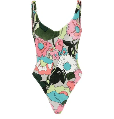 Fendi Windflower-print Terry Swimsuit In Multicolore