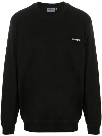 Carhartt Embroidered Logo Terry Sweatshirt In Black