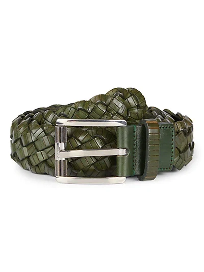Ferragamo Braided Leather Belt In Green