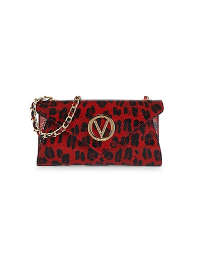 Valentino By Mario Valentino Tatin Animalier Leather Envelope Crossbody Bag In Red