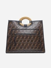 FENDI RUNAWAY FF LOGO LEATHER TOTE BAG