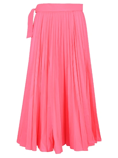 Valentino Nylon Canvas Midi Skirt W/side Bow In Pink