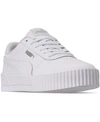 Puma Women's Carina Leather Casual Sneakers From Finish Line In White, Silver