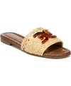 SAM EDELMAN BACKER RAFFIA LOGO SLIDE SANDALS WOMEN'S SHOES