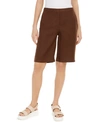 Eileen Fisher Organic Linen Bermuda Shorts In Cocoa