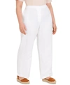 Eileen Fisher Organic Linen Straight Leg Pants In White