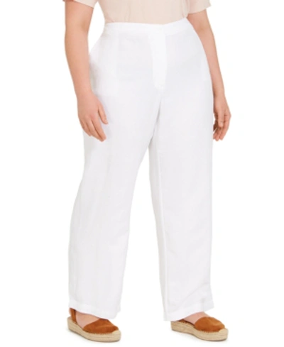 Eileen Fisher Organic Linen Straight Leg Pants In White