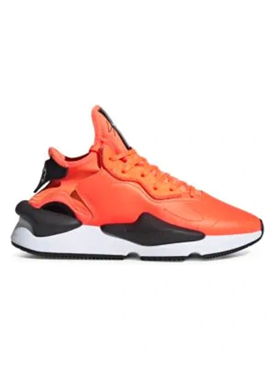 Y-3 Kaiwa Thick-sole Leather Trainers In Orange,black,white