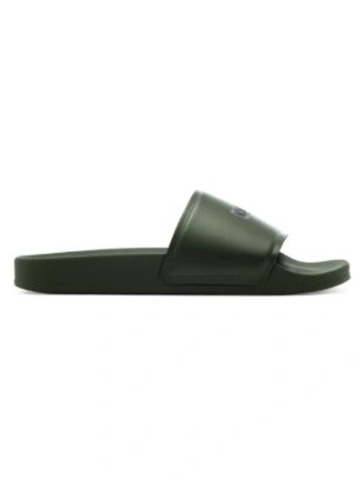 Msgm Men's Micro-logo Pool Slides In Green