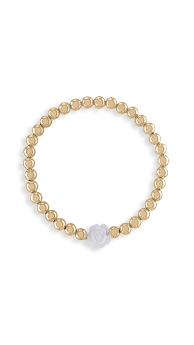 Alexa Leigh 5mm White Flower Bracelet In Yellow Gold