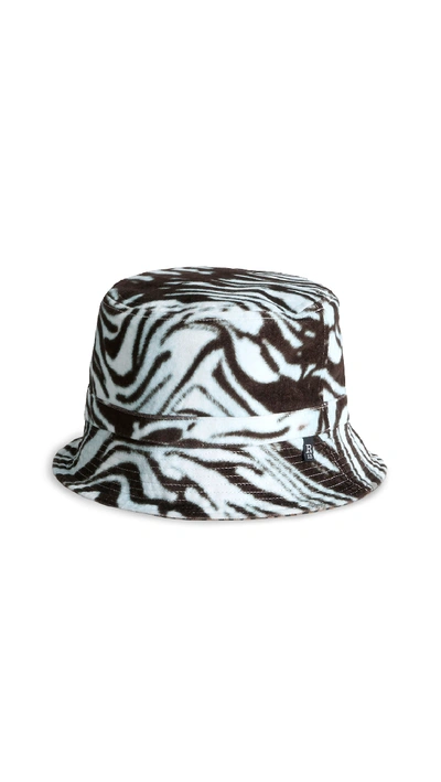 R13 Reversible Bucket Hat In Pale Blue Tiger W/ Leopard