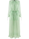 Amiri Crinkle Chiffon Maxi Dress In Green