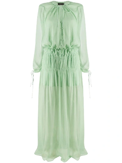 Amiri Crinkle Chiffon Maxi Dress In Green