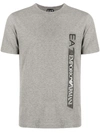 Ea7 Striped Logo-print T-shirt In Grey