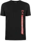 Ea7 Striped Logo-print Crew Neck T-shirt In Black