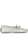 Tod's Gommino Driving Loafers In Silver