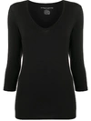 MAJESTIC V-NECK 3/4 SLEEVE TOP