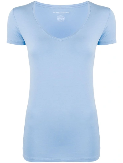 Majestic Slim Fit V-neck T-shirt In Blue