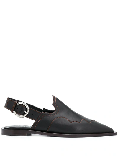 Cedric Charlier Pointed Sling-back Ballerinas In Black