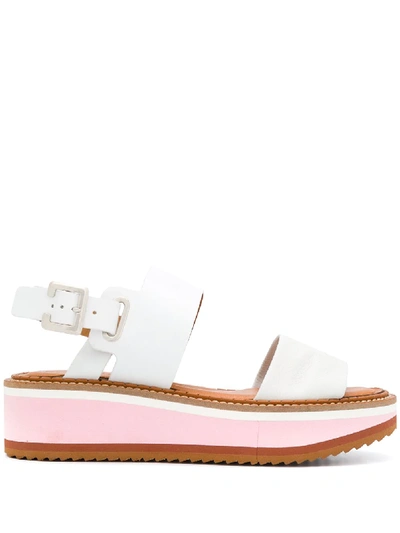 Robert Clergerie Fleur Flatform Sandals In White