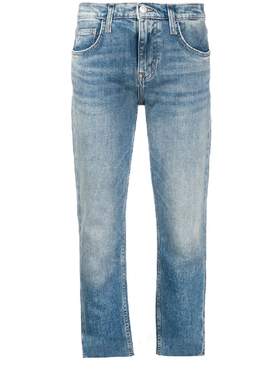 Current Elliott Cropped Cut Hem Jeans In Blue