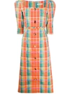 REJINA PYO BUTTON DOWN CHECKED PRINT DRESS