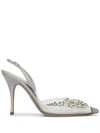 RENÉ CAOVILLA CRYSTAL-EMBELLISHED SLINGBACK SANDALS