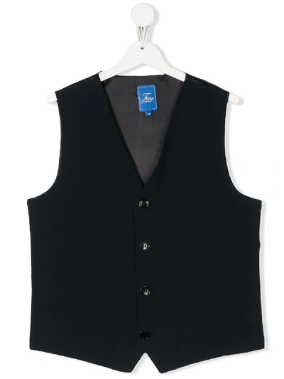 Fay Teen Contrast-panel Seersucker Waistcoat In Blue