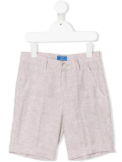 Fay Kids' Tailored Linen Shorts In Neutrals