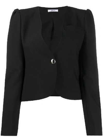 Amen Fitted Single Button Blazer In Black