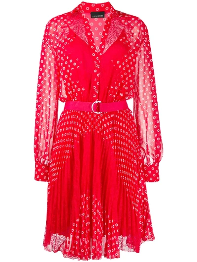 Ermanno Ermanno Dotted Shirt Dress In Red