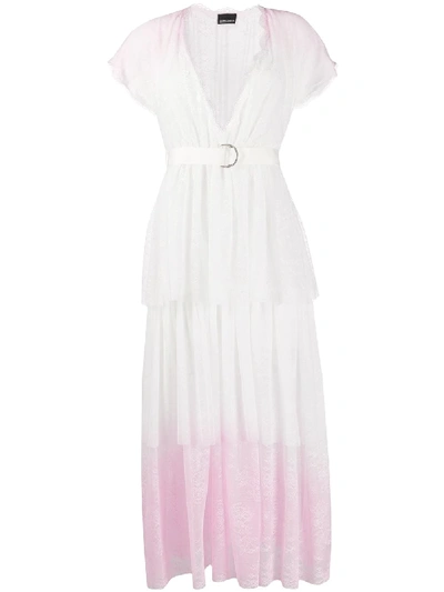 Ermanno Ermanno V-neck Floral Lace Dress In White