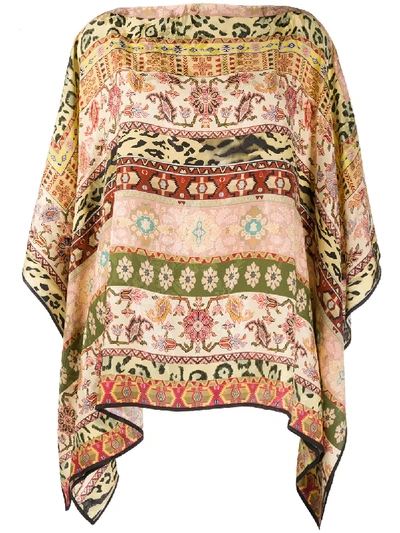 Etro Mixed-print Wide Sleeve Top In Green