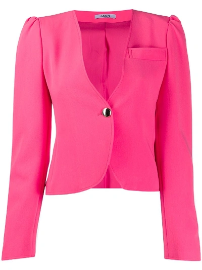 Amen Fitted Single Button Blazer In Pink