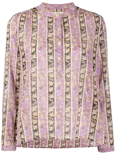 Isabel Marant Étoile Striped Floral Print Kaftan Top In Purple