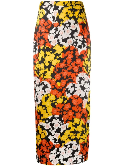 Mcq By Alexander Mcqueen Floral-print Silk-crepe Maxi Skirt In Black