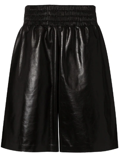 Bottega Veneta Black Shiny Leather Shorts