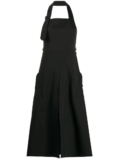 Junya Watanabe Halterneck Flared Midi Dress In Black