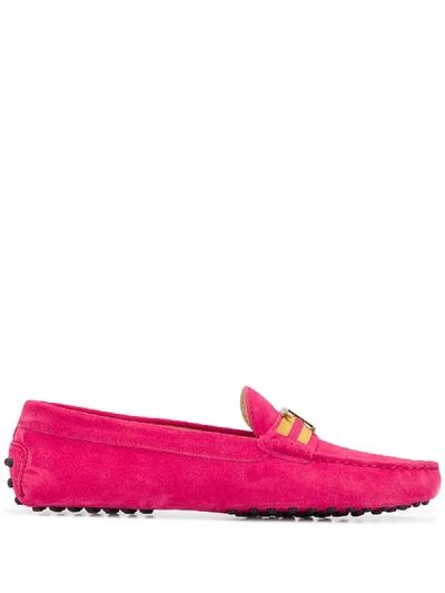 Tod's Suede Gommino Driving Shoes In Pink