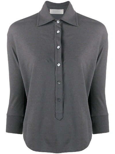 Zanone Cropped Sleeves Shirt In Grey